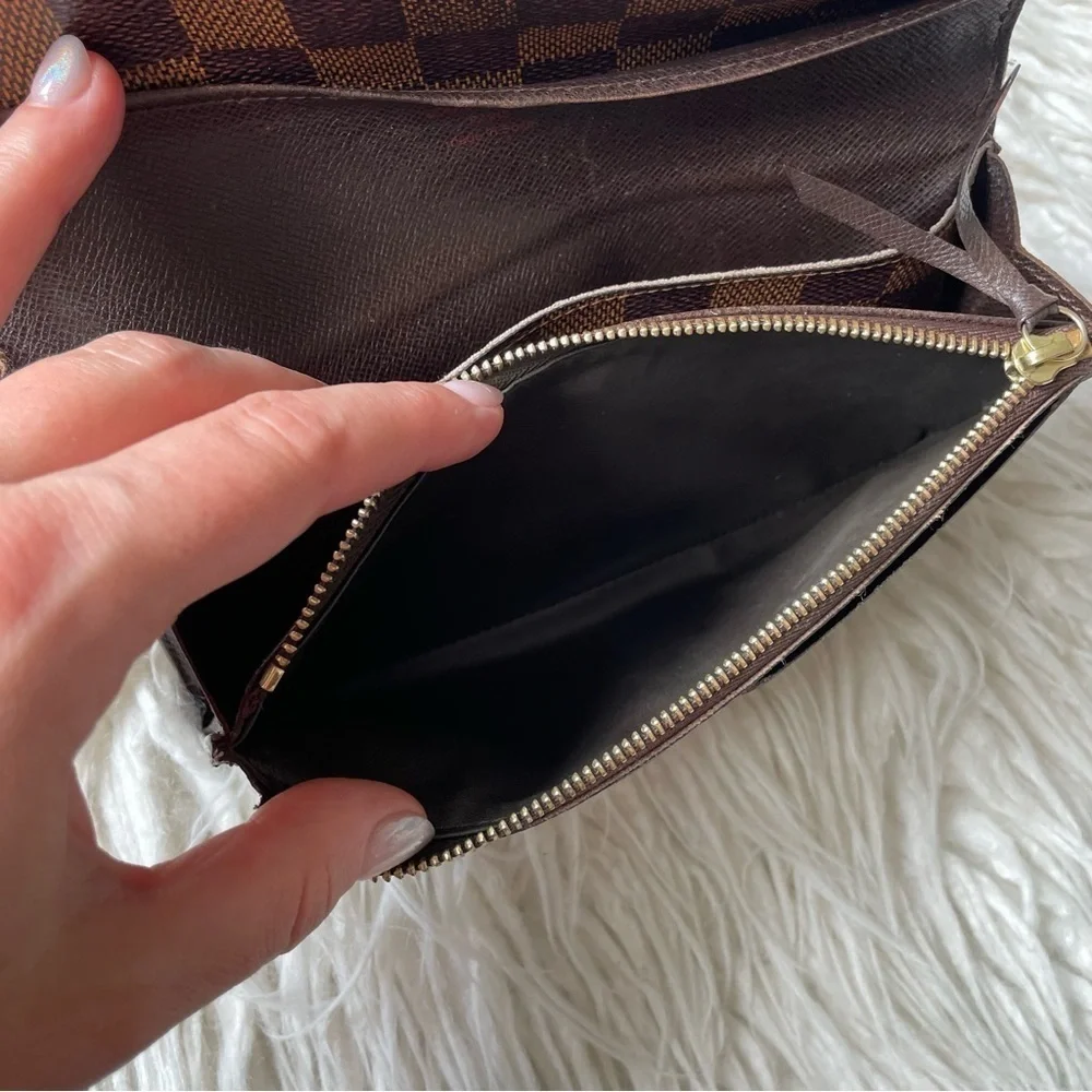 Louis Vuitton Brown Damier Ebene Emilie Continental Wallet Snap Closure 2013 OS